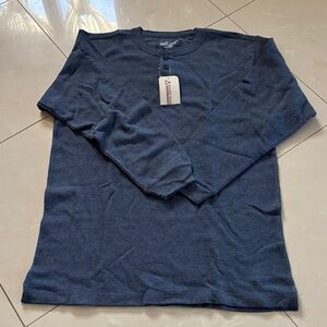 Blue Long Sleeve Henley - Rugged Trails